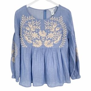 Sundance Julianna Embroidered Shirred Peasant Top